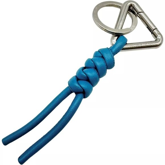 Auth BOTTEGA VENETA Keyring Nappa Triangle Key Holder Green Metallic - Picture 1 of 15